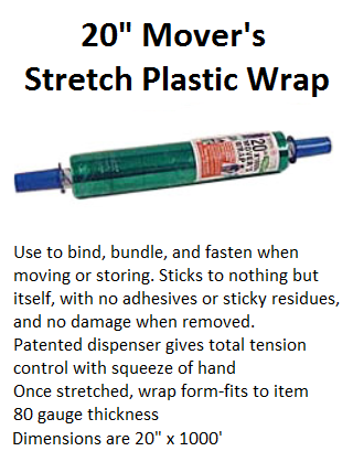 20 inch Movers Stretch Plastic Wrap